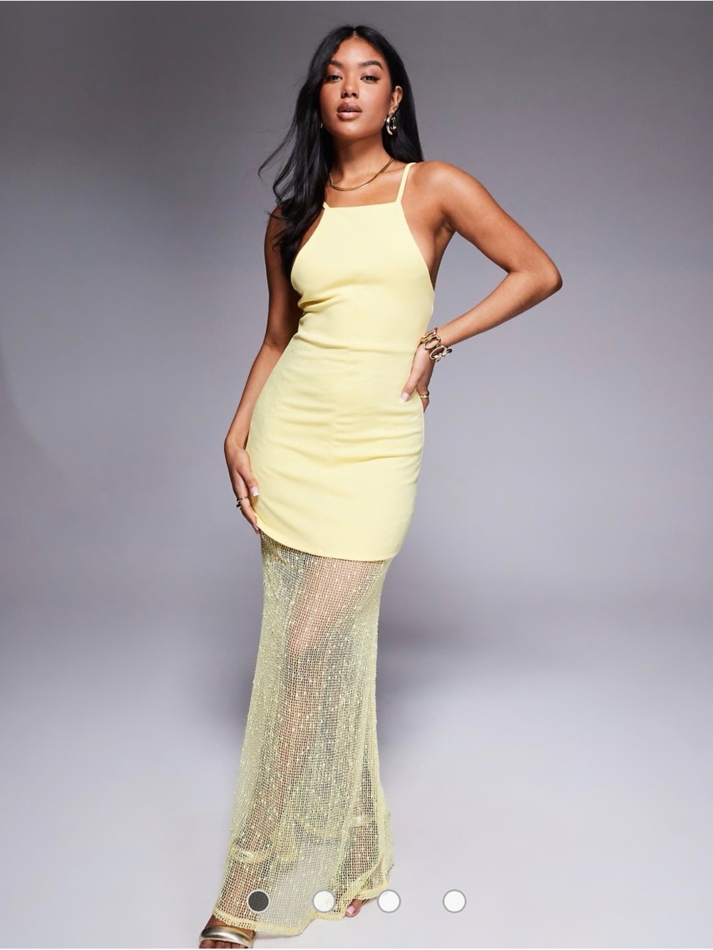 ASOS Sleeveless Yellow Two-Tone Maxi Dress